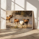 Large Wall Art 5 Horses Running on Sand Canvas Print