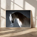 Large Wall Art Cream Colored Horse on Grey Background Canvas
