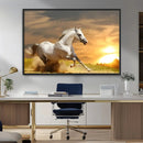 Large Wall Art Galloping White Horse at Sunset Canvas Print