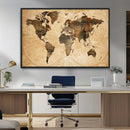 Push Pin World Map Canvas Print – Framed Travel Tracker Wall