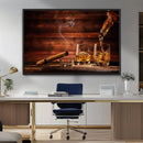 Whiskey and Cigar Wall Art Canvas | 3 Panel Bar Room Decor by MyGreatCanvas | Canvas Wall Art Prints | Photo Prints & Wall Decor