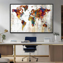 Vintage World Map Canvas Wall Art Print, Warm Tone Global