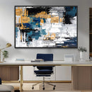 Blue and Gold Abstract Canvas Wall Art – Triptych Modern