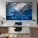 Navy Blue Canvas Art Abstract Print – Elegant Triptych