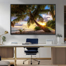 Tropical Island Sunset on the Beach Palms Wall Art Canvas by MyGreatCanvas | Canvas Wall Art Prints | Photo Prints & Wall Decor