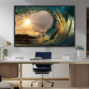 Golden Wave Sunset Canvas Print – Large Coastal Wall Art for