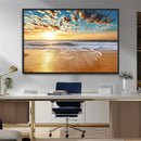 Golden Sunset Beach Print Canvas Wall Art, Giclee Canvas