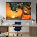 Surf Wave Sunset Canvas Wall Art Print, 3-Panel Ocean
