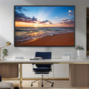 Serene Ocean Sunset Canvas Print, Golden Hour Beach Wall