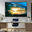 Ocean Wave at Sunset Canvas Art, Large Wall Print of Vibrant