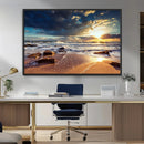 Golden Hour Beach Sunset Canvas Triptych, Ocean Waves and by MyGreatCanvas | Canvas Wall Art Prints | Photo Prints & Wall Decor