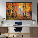 Autumn Red Forest Triptych Canvas Wall Art Print, Forest