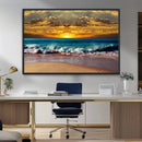 Ocean Sunrise Over Golden Beach Waves, Giclee Canvas Wall by MyGreatCanvas | Canvas Wall Art Prints | Photo Prints & Wall Decor