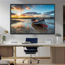 Small Boat At The Beach Sunset Wall Art, Boat Sunset Wall