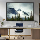 Mountain Mist Canvas Wall Art Print | 3-Panel Foggy Forest