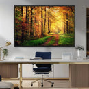 Sunlight Through Trees Wall Art Canvas Print - Autumn Forest