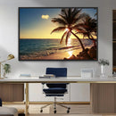 Sunset Palm Trees Wall Art Canvas Print