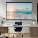 Tranquil Ocean Beach Sunset Canvas Wall Art | 3-Panel