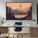 Modern Boho Sunset Canvas Print, Mountain Landscape Triptych