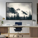 Forest Mountain Print - Black and White Canvas Wall Art with