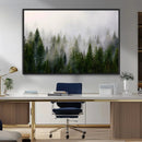 Misty Pine Forest Wall Art Canvas Print | 3 Panel Green