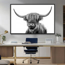 Grayscale Scottish Highland Cow Cattle Art Print Farmhouse by MyGreatCanvas | Canvas Wall Art Prints | Photo Prints & Wall Decor
