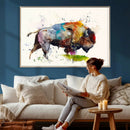 Abstract Buffalo Wall Art, Western Watercolor Bison Canvas