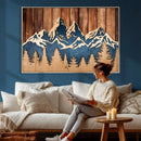 Rustic Wood Style Mountain Wall Art, Nature Forest Canvas