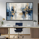 Modern Abstract Canvas Wall Art in Blue and Gold Tones |