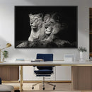 Lion Couple Wall Art Canvas Print – Elegant Black and White