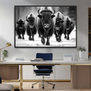 American Bison Art | Buffalo Herd Wall Art Canvas Print, BW