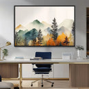 Abstract Watercolor Mountains and Trees Autumn Wall Art,