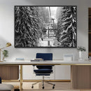 Winter Ski Lift Black and White Canvas Wall Art – Alpine