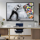 Banksy Art Behind the Curtain Street Wall Art Canvas Print |