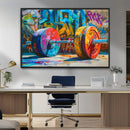 Fitness Gym Barbell Graffiti Wall Art Canvas Print
