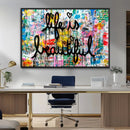Life Beautiful Art Print - Banksy Graffiti Wall Art Canvas by MyGreatCanvas | Canvas Wall Art Prints | Photo Prints & Wall Decor