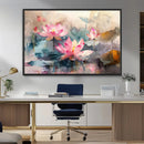 Lotus Flower Wall Art | 3-Panel Giclee Canvas Print of Pink