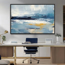Abstract Ocean Canvas Wall Art - Coastal Blue and Gold