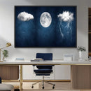 Dark Blue Cloud Art, 3 Piece Indigo Blue Wall Art, Aesthetic