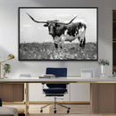Texas Black White Highland Longhorn Cow Wall Art Canvas by MyGreatCanvas | Canvas Wall Art Prints | Photo Prints & Wall Decor