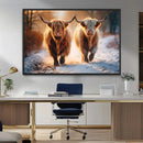 Scottish Highland Cow Horn Farm Wall Art Canvas Print