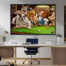 Dogs Playing Pool Canvas Wall Art Funny Gifts Dog Print