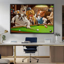 Dogs Playing Pool Canvas Wall Art Funny Gifts Dog Print