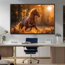 Running Horse Sunset Forest Wall Art Canvas Print