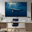 Whale under Ocean Wall Art Canvas Print
