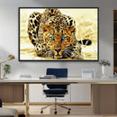 Blue-Eyed Leopard Canvas Wall Art - Framed Animal Print