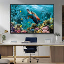 Sea Turtle and Coral Reef Triptych Wall Art – Vibrant