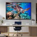 Underwater Coral Reef Sea Turtle Wall Art Canvas Print,