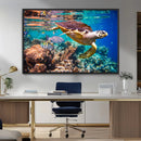 Sea Turtle Wall Art Canvas Print – Vibrant Ocean Coral Reef