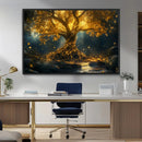 Golden Tree of Life Canvas Wall Art Print - Majestic Glowing
